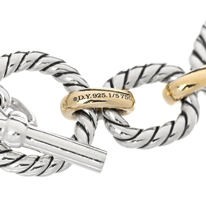 David Yurman Sterling Silver 18K Yellow Gold Blue Sapphire Cushion Link Bracelet 3 of 3