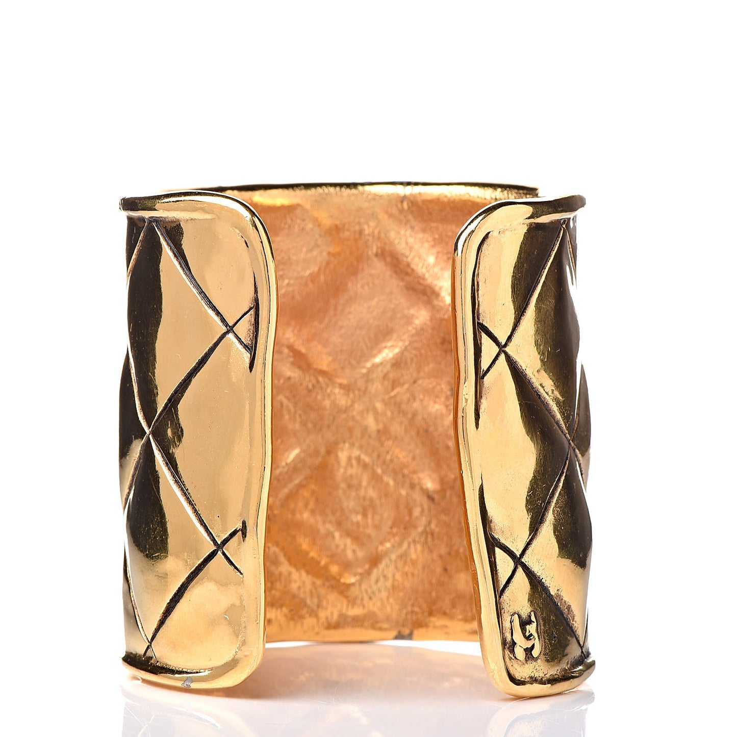Metal Quilted Wide CC Cuff Gold