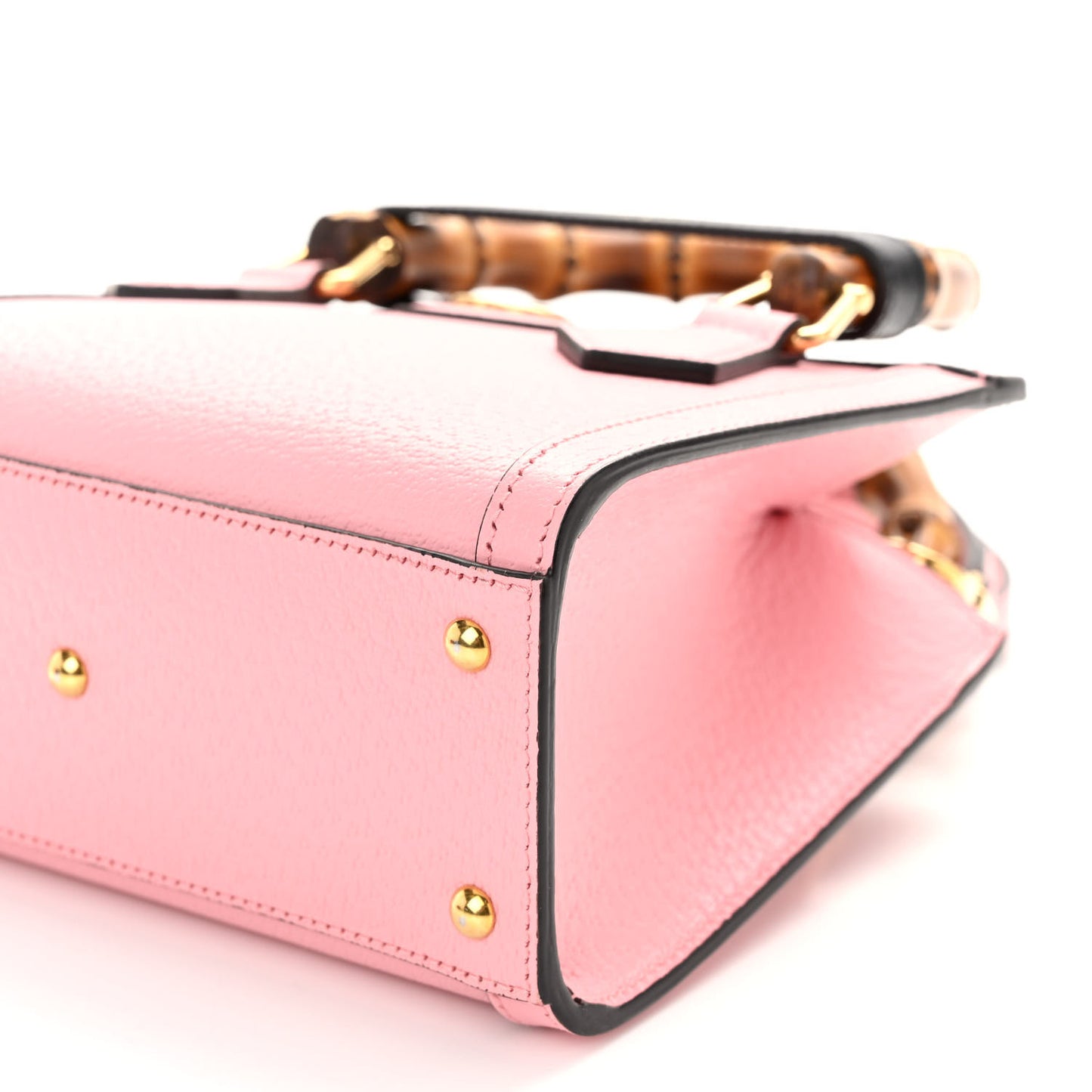 Textured Dollar Calfskin Web Mini Diana Tote Bag Wild Rose Black