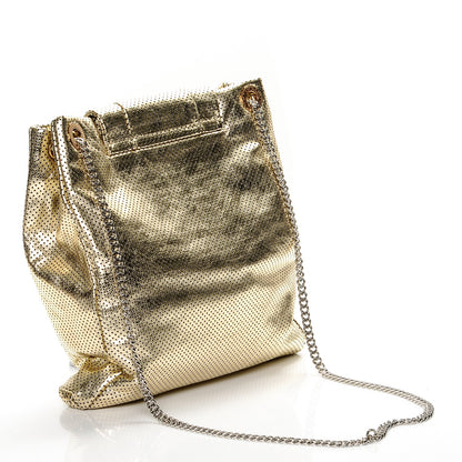 Chanel Metallic Crackled Calfskin Perforated Drill Shoulder Bag Gold 3 of 6