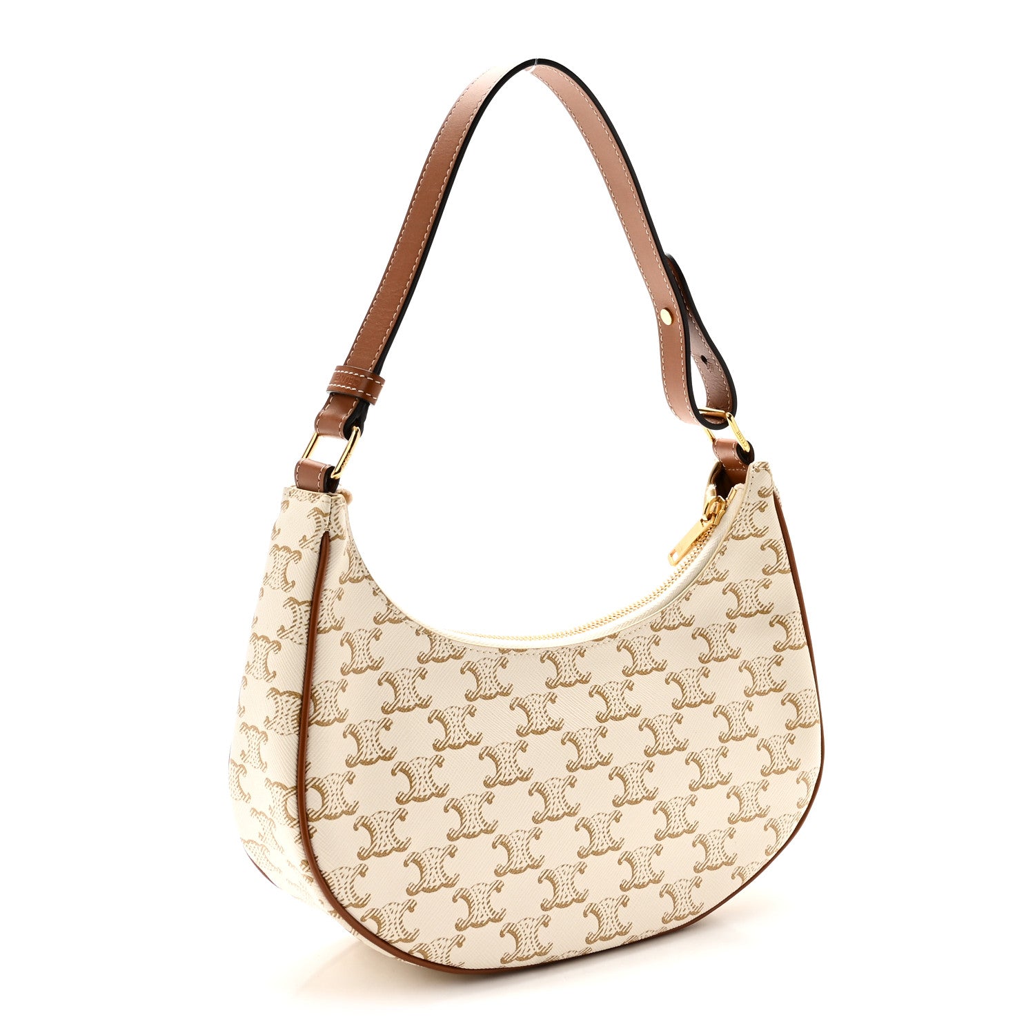 Celine Canvas Calfskin Ava Triomphe Shoulder Bag White 3 of 10