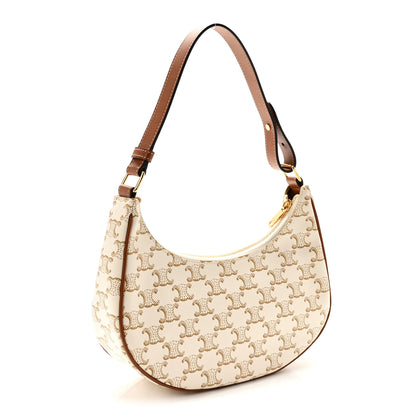 Celine Canvas Calfskin Ava Triomphe Shoulder Bag White 3 of 10