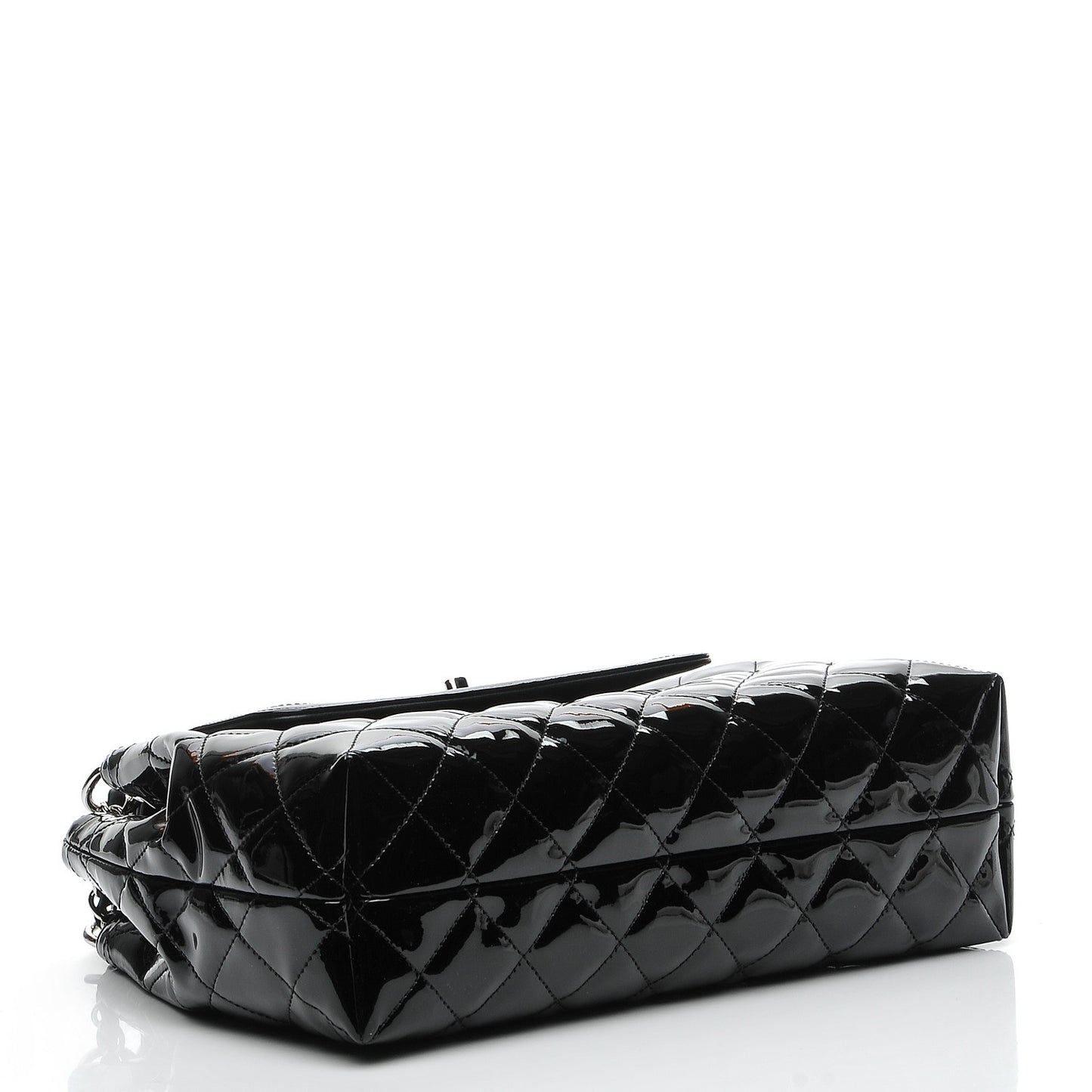 Patent Quilted Large Coco Shine Accordion Flap Black