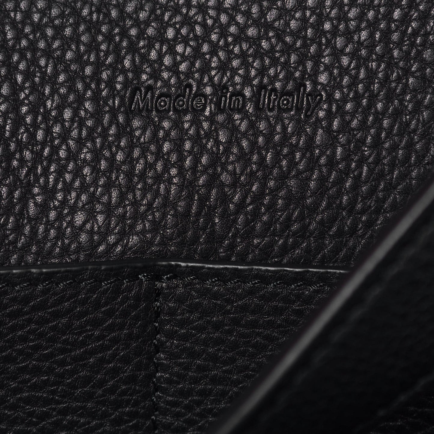 Baby Grained Calfskin Medium Tri-Fold Bag Black