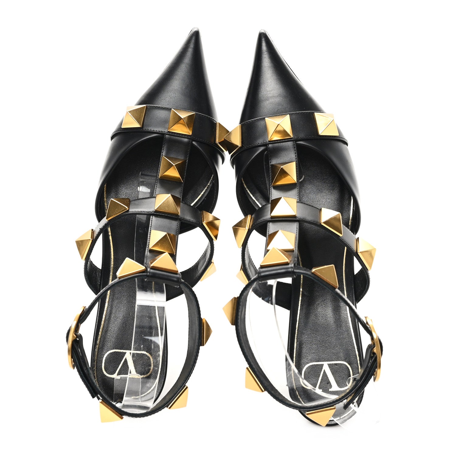 Valentino Garavani Calfskin Roman Stud Ankle Strap 80mm Pumps 41 Black 2 of 10