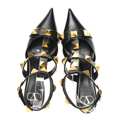 Valentino Garavani Calfskin Roman Stud Ankle Strap 80mm Pumps 41 Black 2 of 10