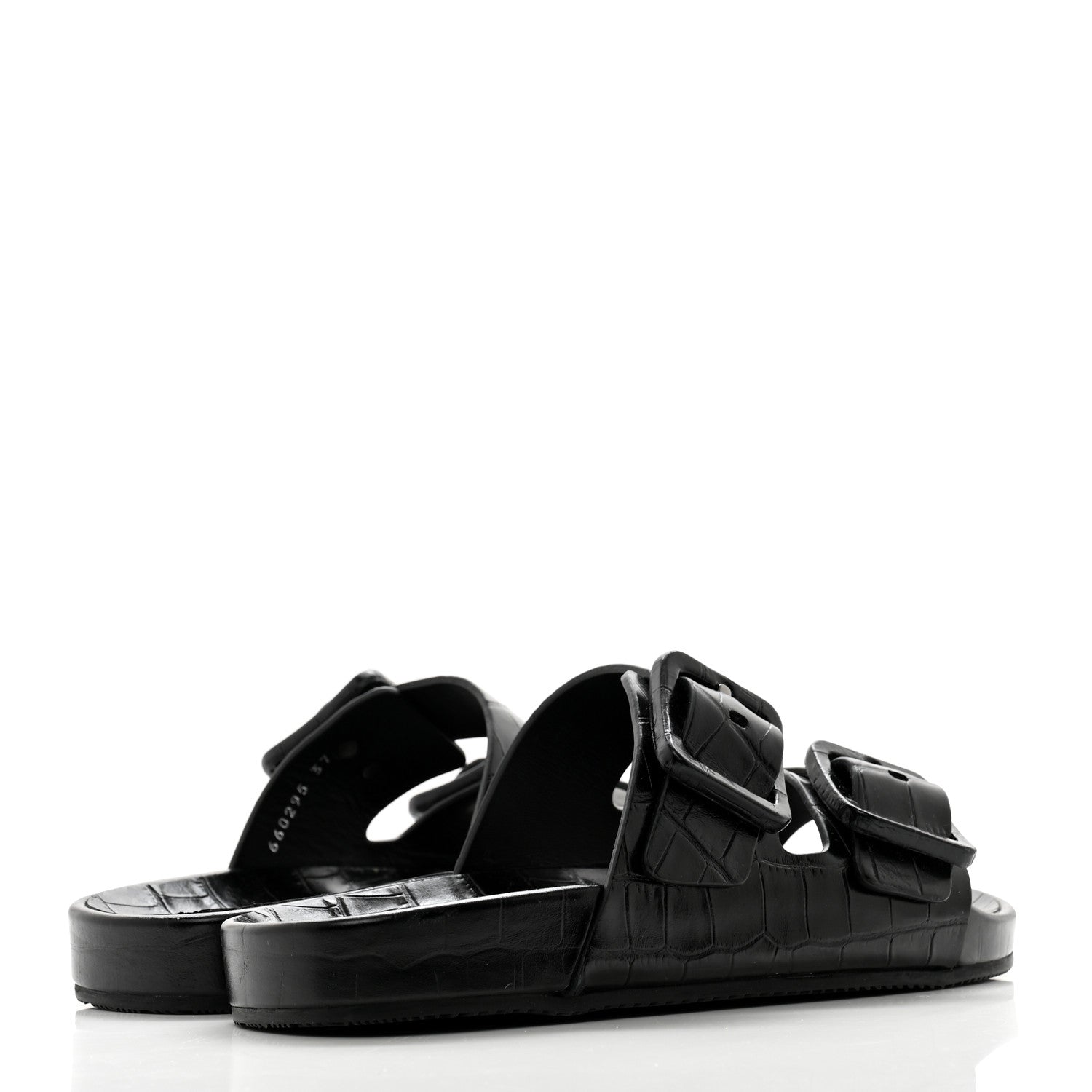 Balenciaga Calfskin Crocodile Embossed Mallorca Slide Sandals 37 Black 4 of 10