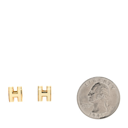 Hermes Gold Lacquered Mini Pop H Earrings White 2 of 6