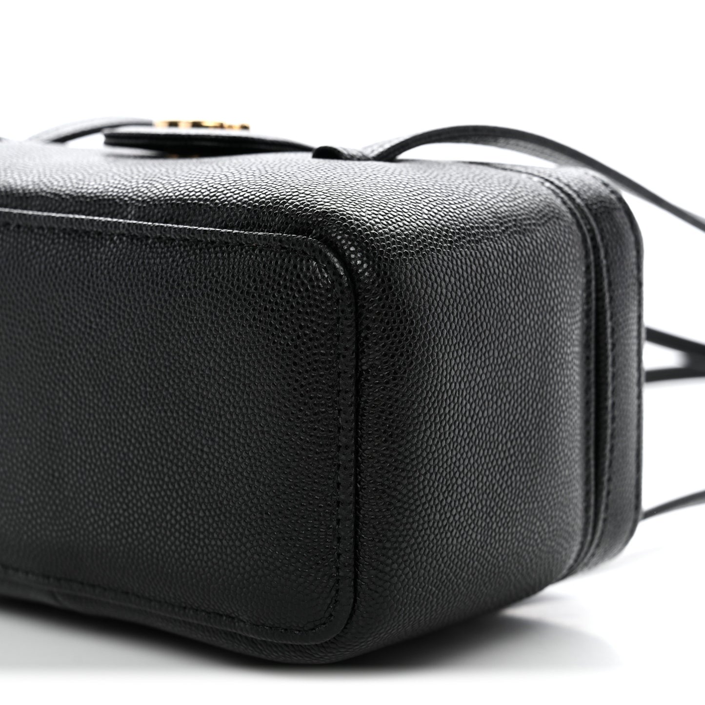 Shiny Caviar Preppy Coco Long Vanity With Strap Black