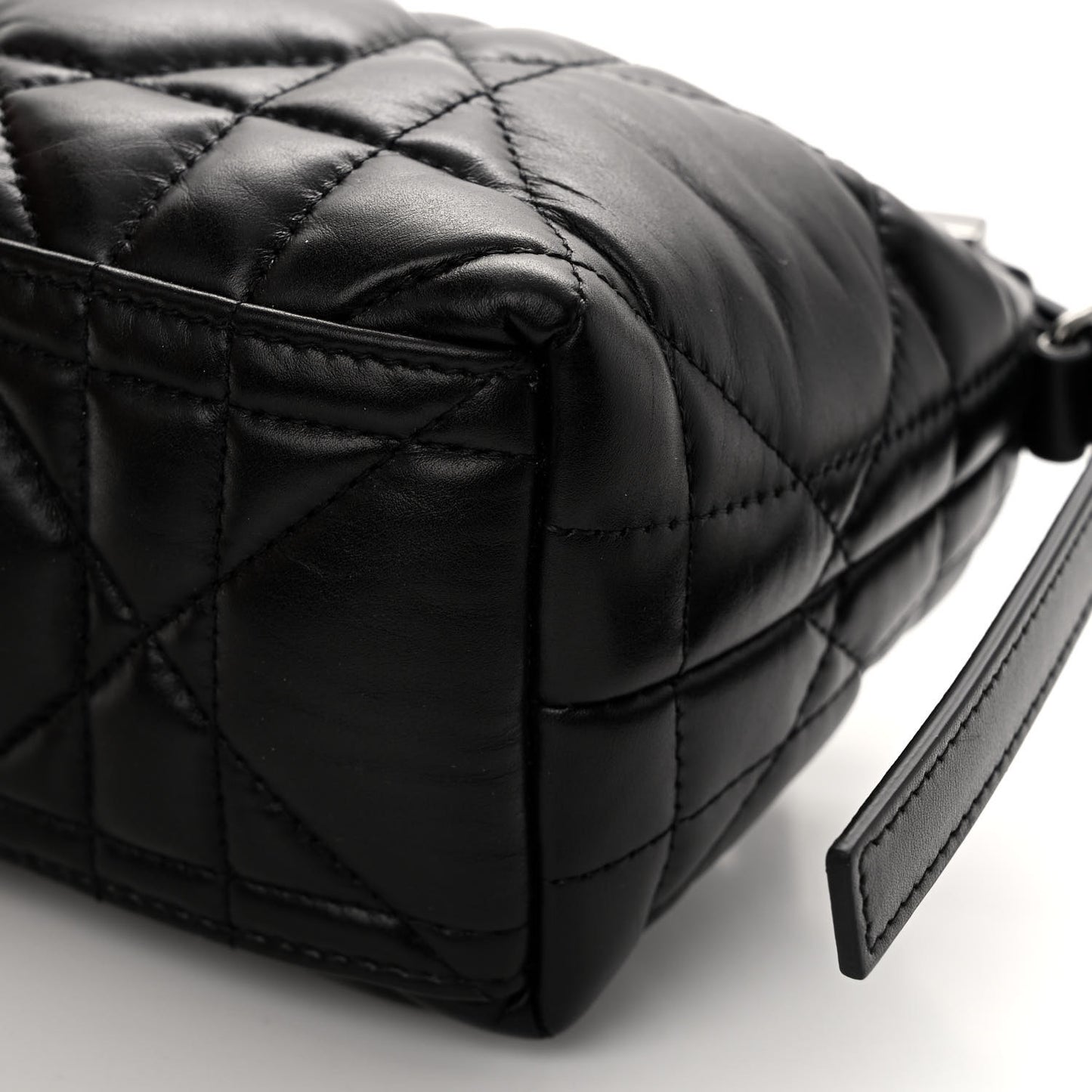 Calfskin Macrocannage Small Diortravel Nomad Pouch Black