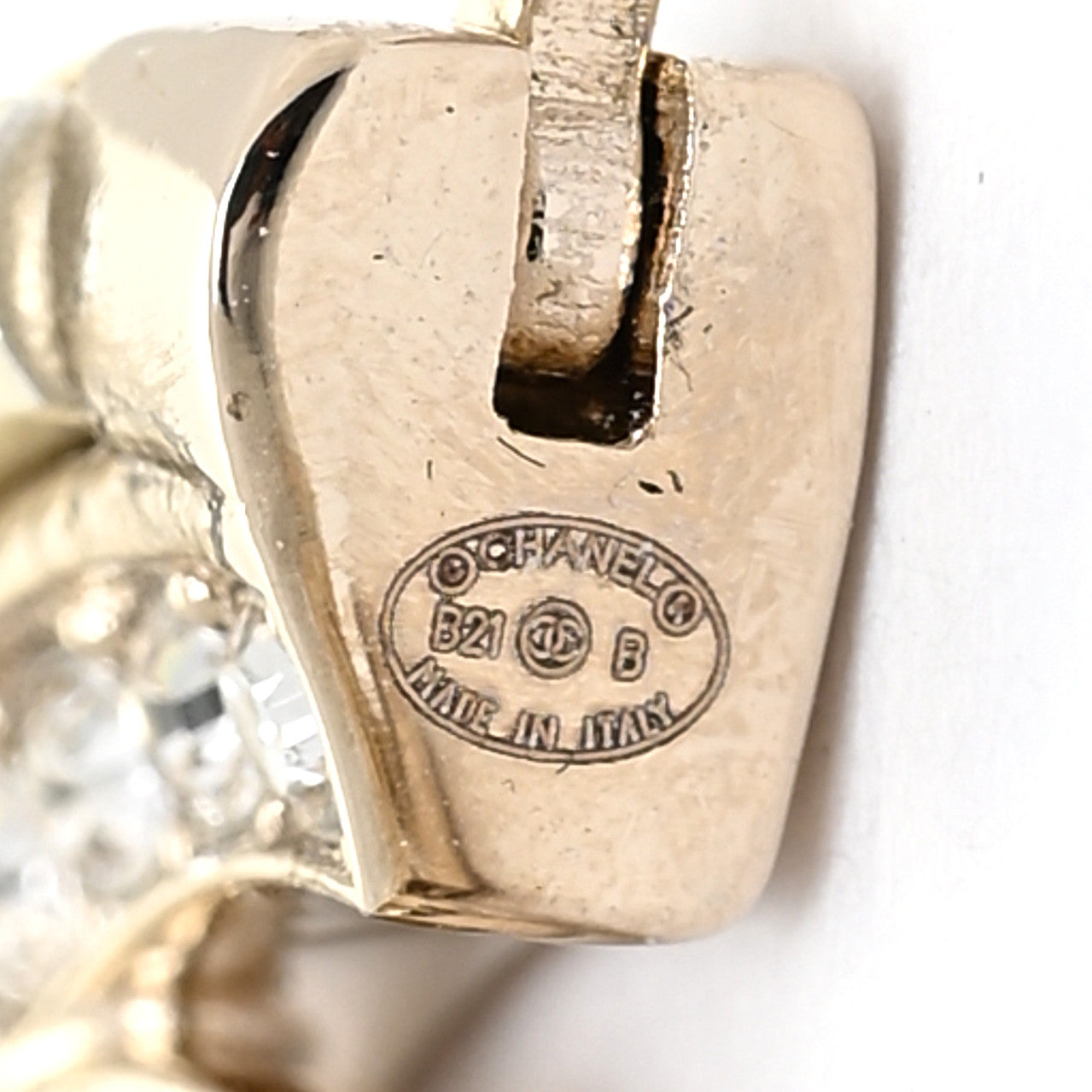 Chanel Metal Crystal Strass CC Hoop Earrings Gold 8 of 10