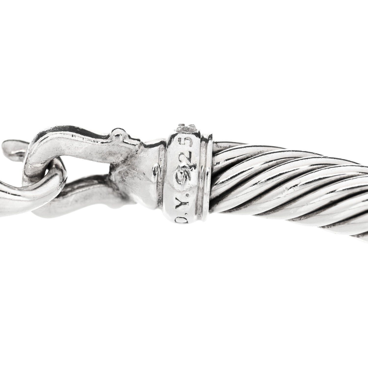 David Yurman Sterling Silver Diamond 5mm Cable Buckle Bracelet 3 of 3