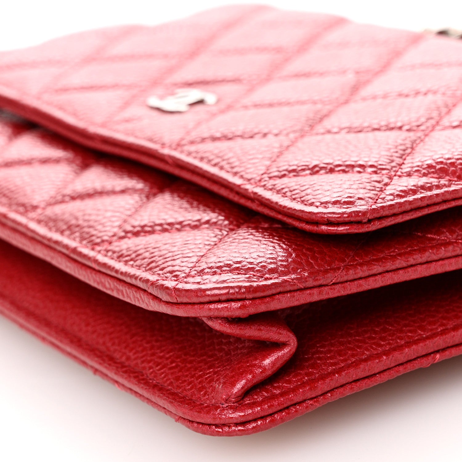 Chanel Iridescent Caviar Quilted Wallet On Chain WOC Red 11 of 11