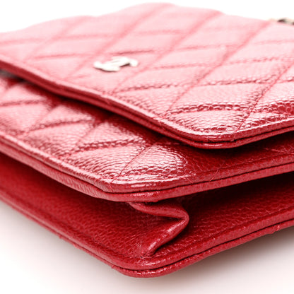 Chanel Iridescent Caviar Quilted Wallet On Chain WOC Red 11 of 11