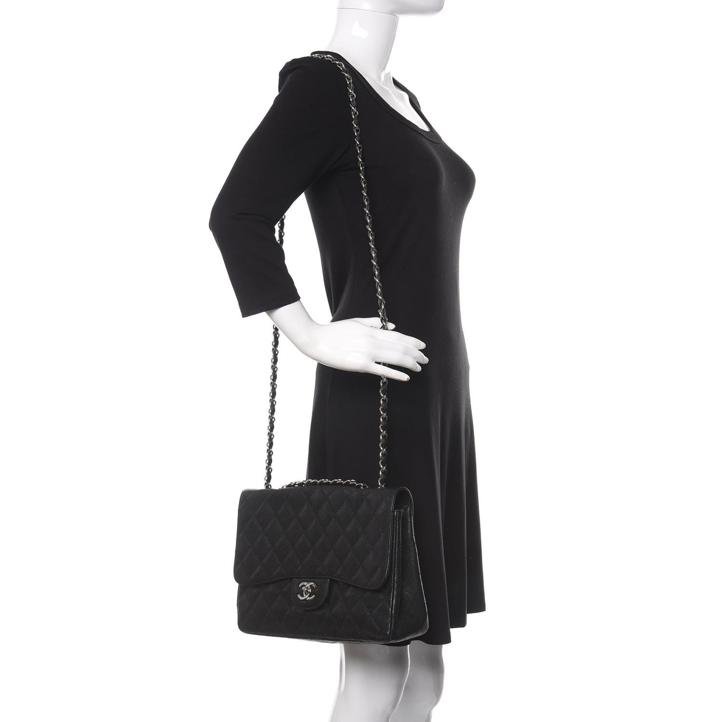 Caviar Quilted Jumbo Single Flap Black