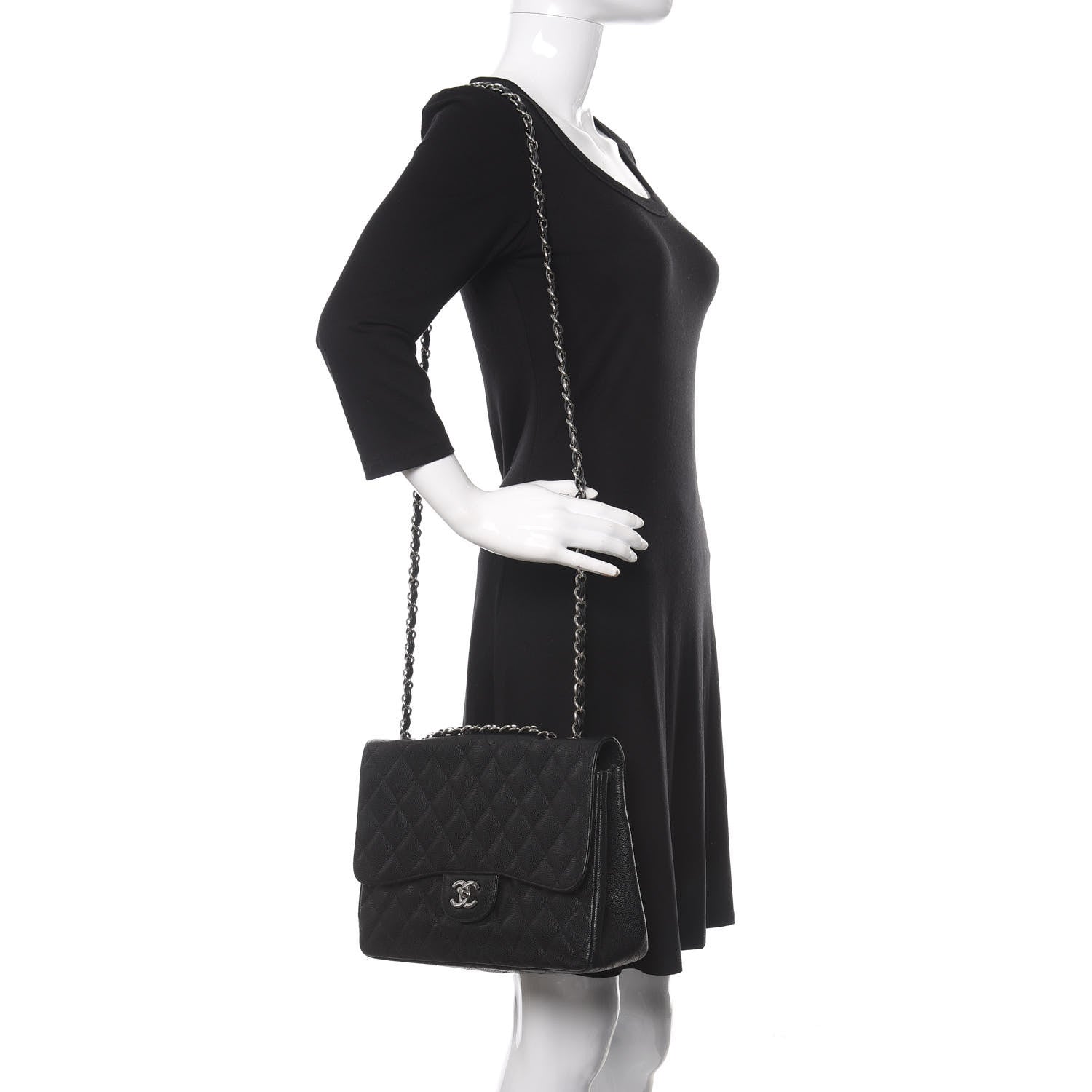 Chanel Caviar Quilted Jumbo Single Flap Black 2 of 15