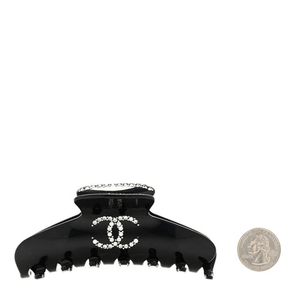 Chanel Resin Enamel Crystal CC Hair Clip Black 2 of 4
