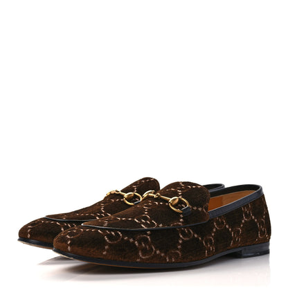Gucci Velvet GG Monogram Horsebit Mens Jordaan Loafers 10.5 Brown Beige 3 of 10