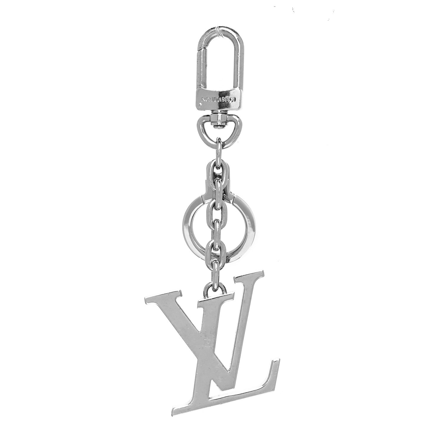 Louis Vuitton Metal Palladiium Finish LV Initiales Bag Charm Key Holder Silver 1 of 4