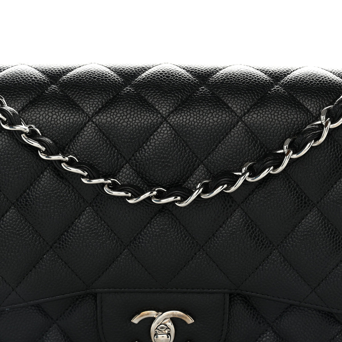 Caviar Quilted Jumbo Double Flap Black