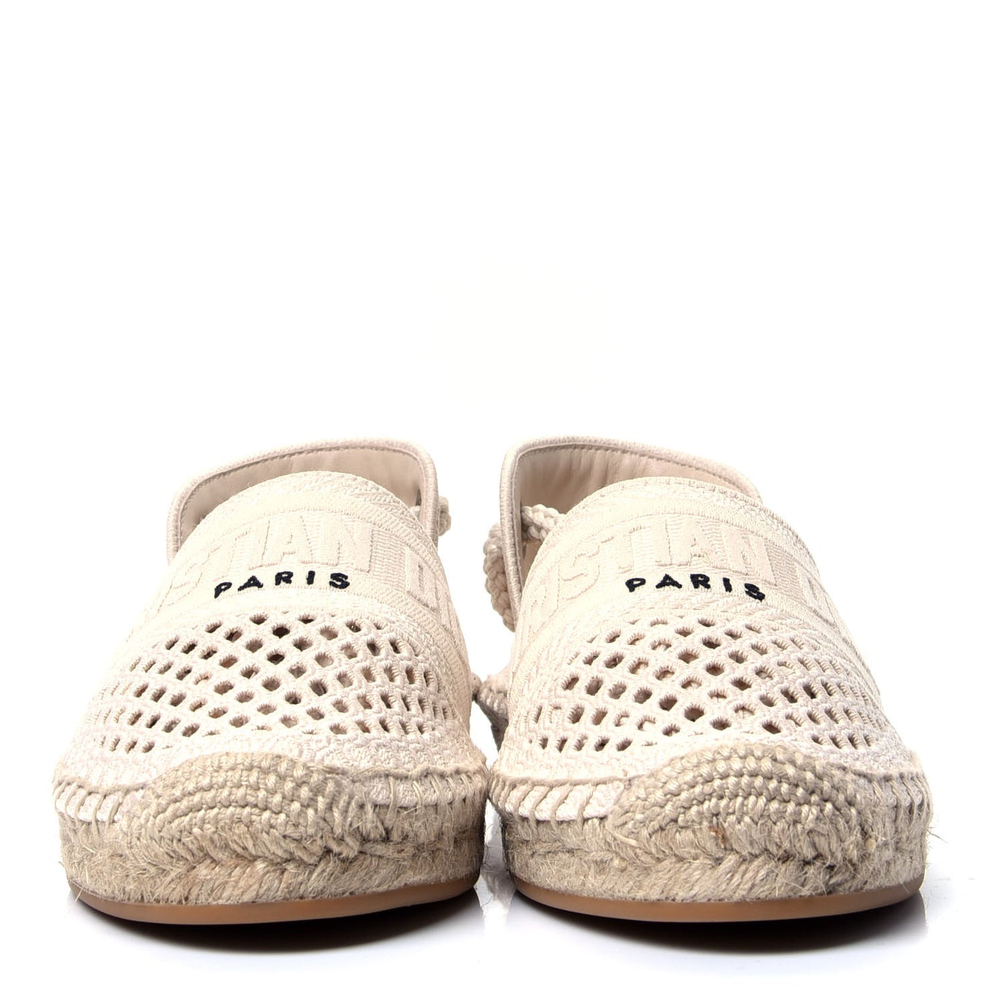 Canvas Embroidered Granville Ankle Tie Espadrilles Flats 35 Cream