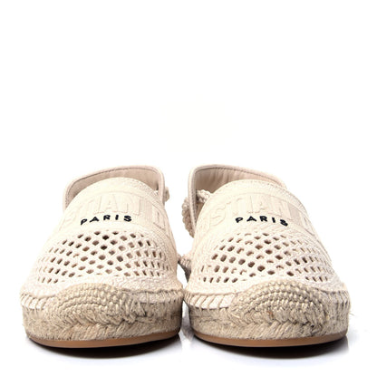 Christian Dior Canvas Embroidered Granville Ankle Tie Espadrilles Flats 35 Cream 2 of 10