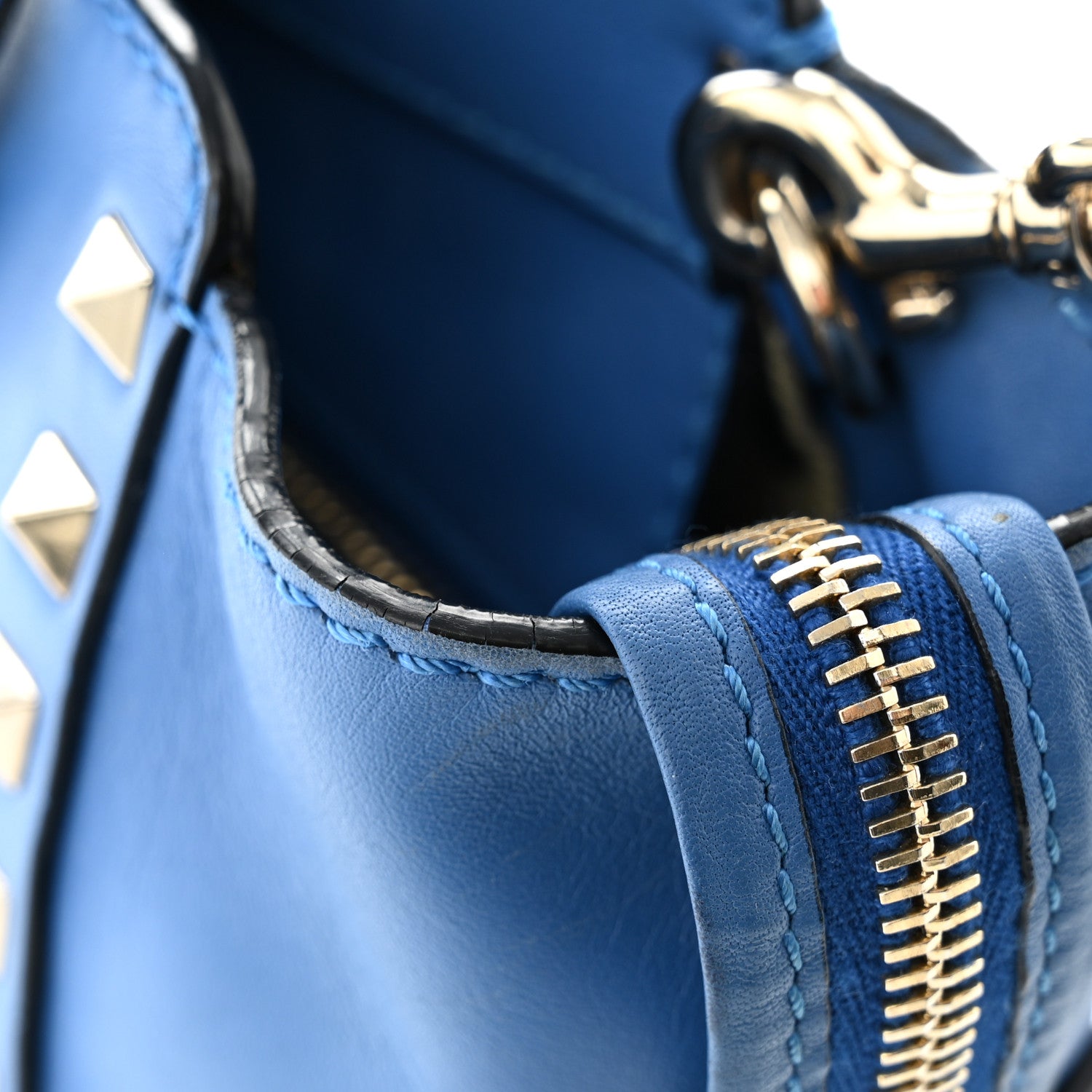 Valentino Garavani Vitello Mini Rockstud Double Handle Tote Light Sapphire 12 of 13