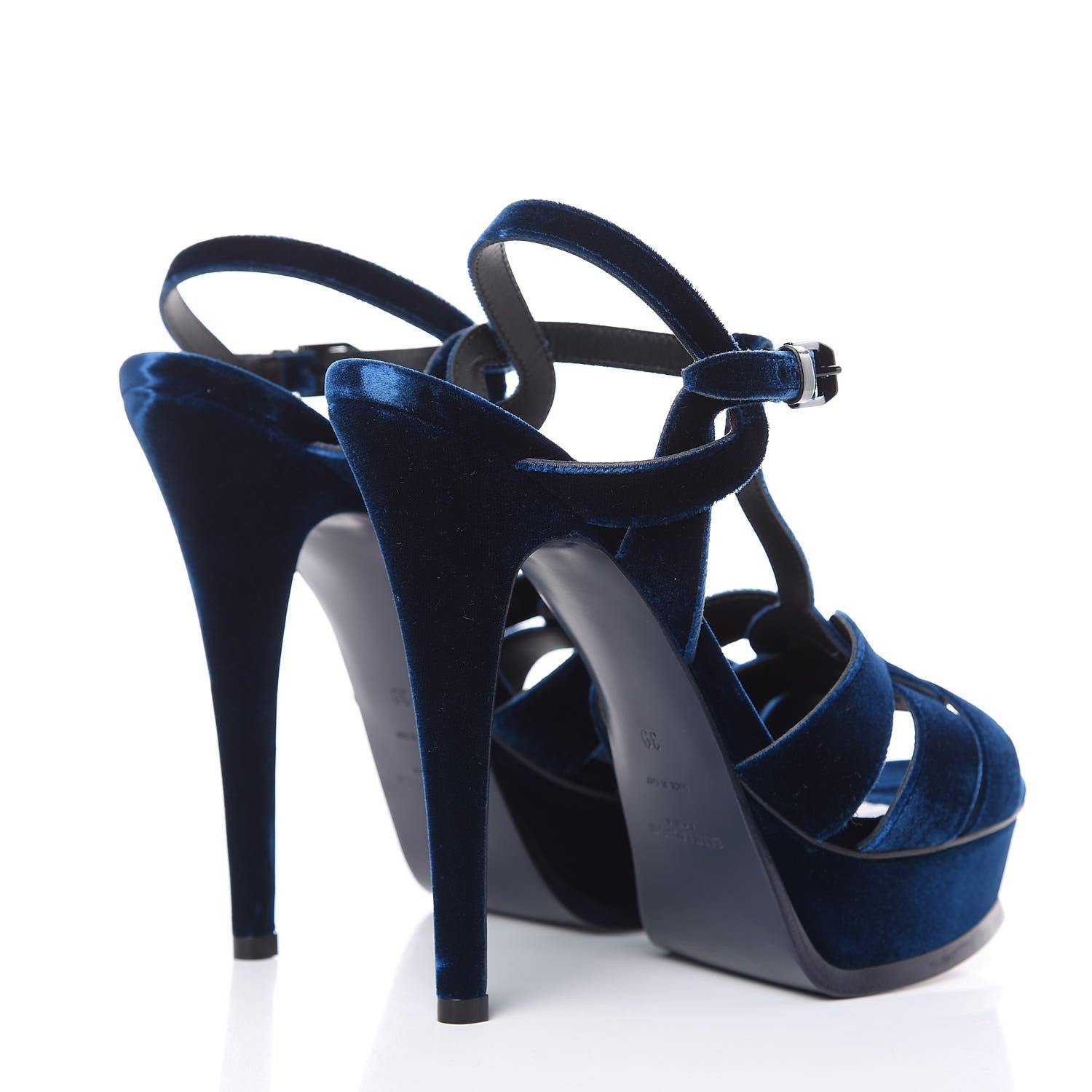 Saint Laurent Velvet Tribute 105 Platform Sandals 39 Bleuette 4 of 9