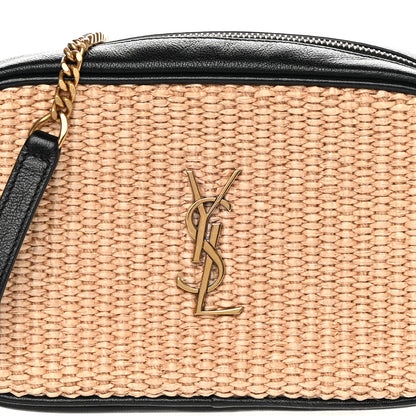 Saint Laurent Raffia Canvas Monogram Mini Lou Camera Bag Beige Black 8 of 12