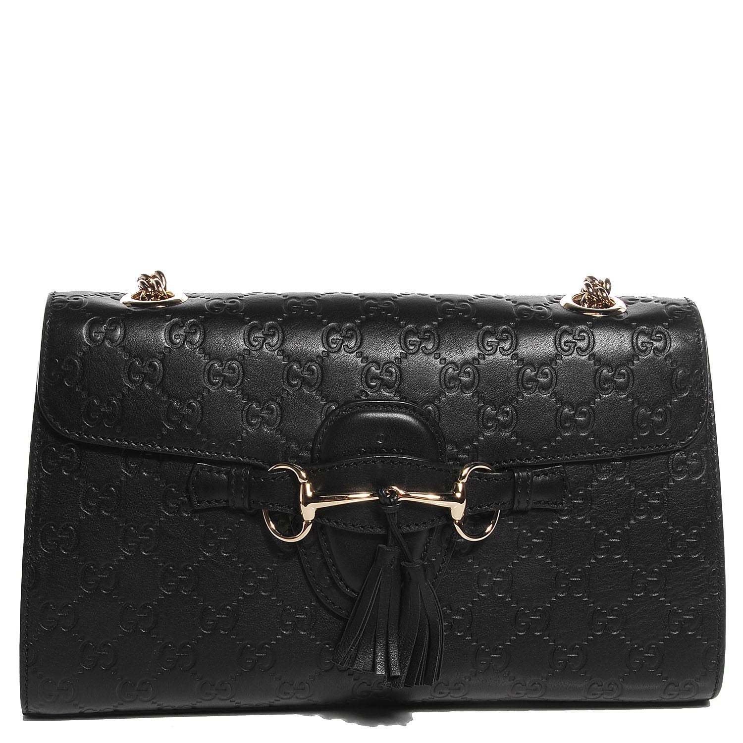 Gucci Guccissima Medium Emily Chain Shoulder Bag Black 1 of 9