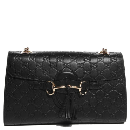 Gucci Guccissima Medium Emily Chain Shoulder Bag Black 1 of 9