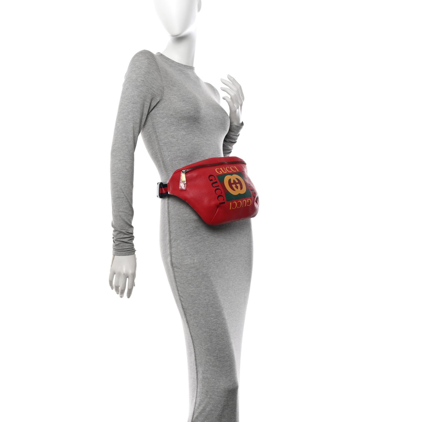 Grained Calfskin Logo Belt Bag Hibiscus Red