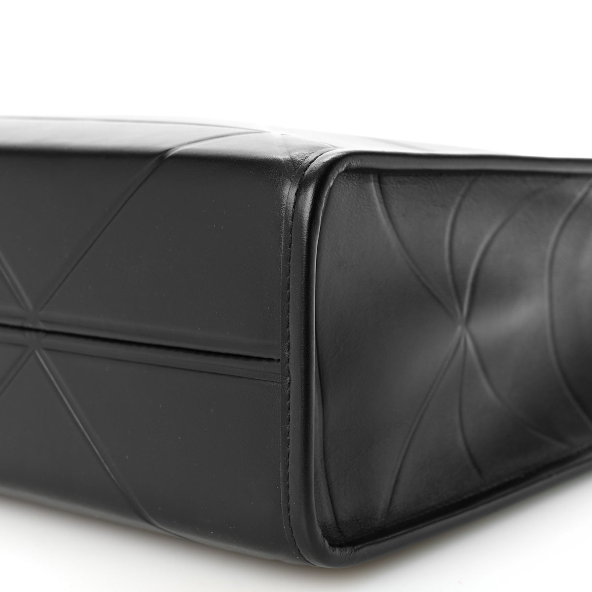 Soft Calfskin Triangolo Symbole Embossed Medium Tote Black