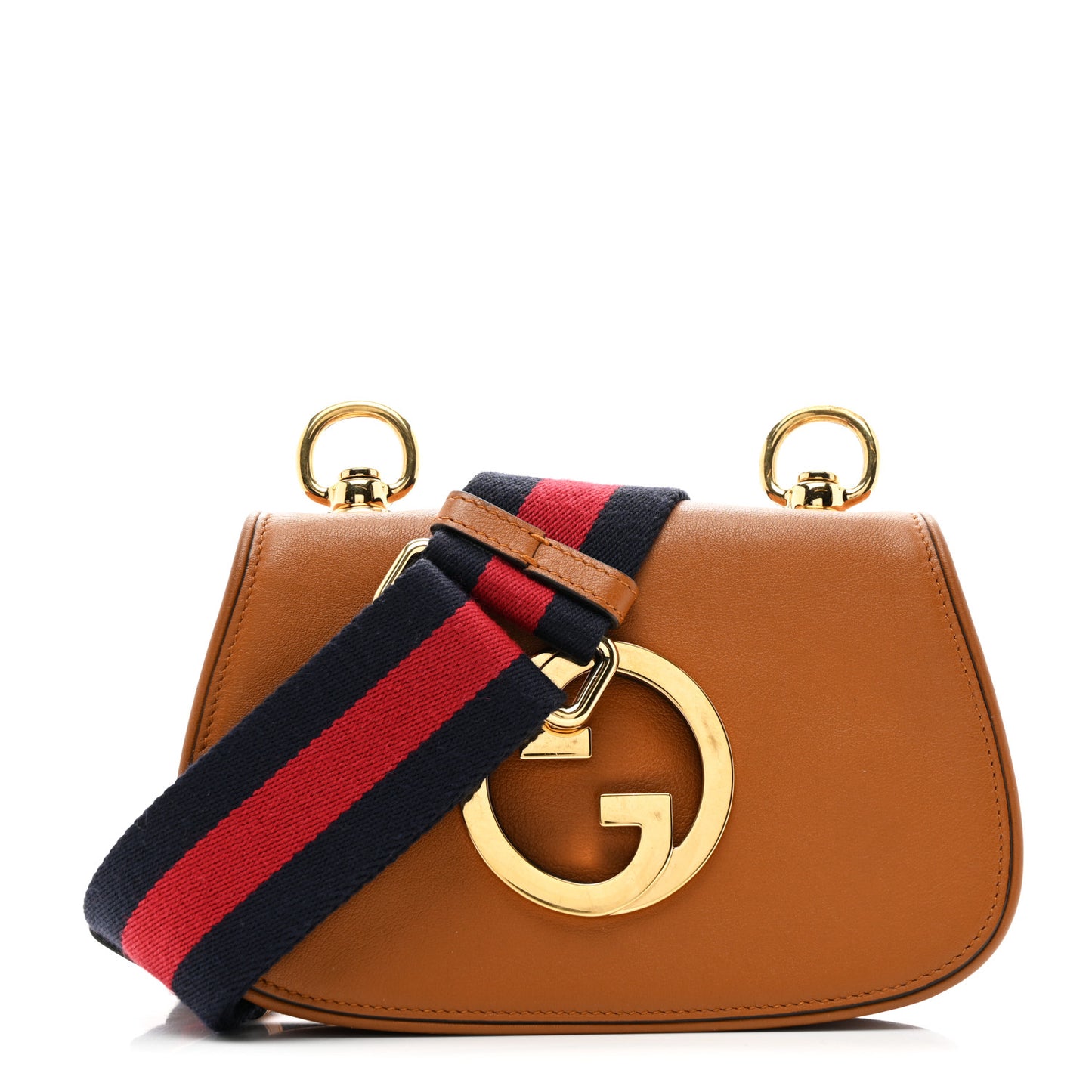 Roxy Calfskin Web Mini Blondie Shoulder Bag Cognac