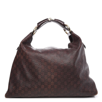Gucci Guccissima Large Horsebit Chain Hobo Chocolate Brown 1 of 15