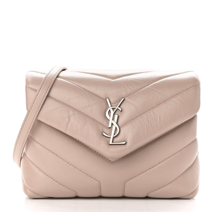 Saint Laurent Calfskin Y Quilted Monogram Toy Loulou Crossbody Bag Nude Powder 1 of 7