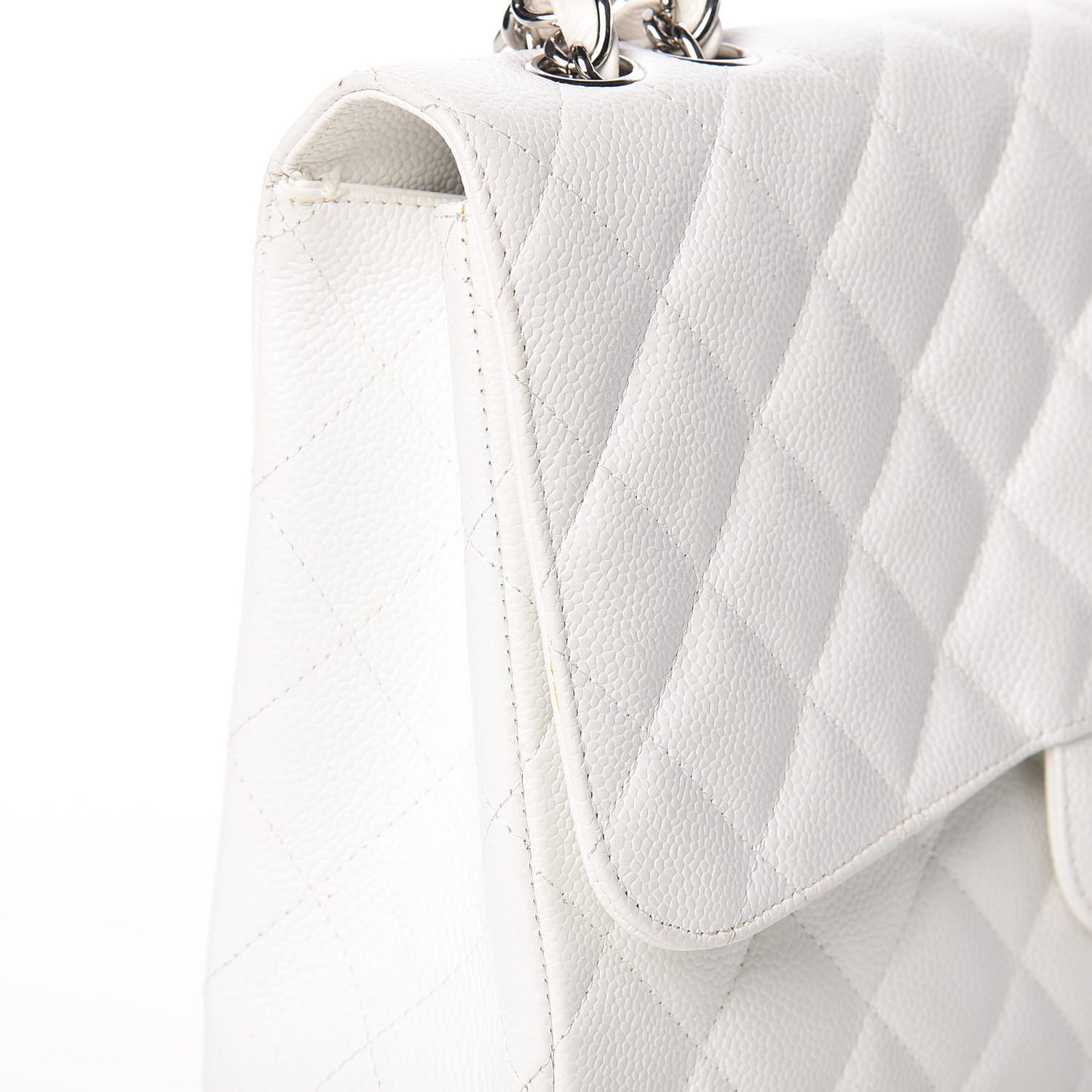 Caviar Quilted Jumbo Single Flap White