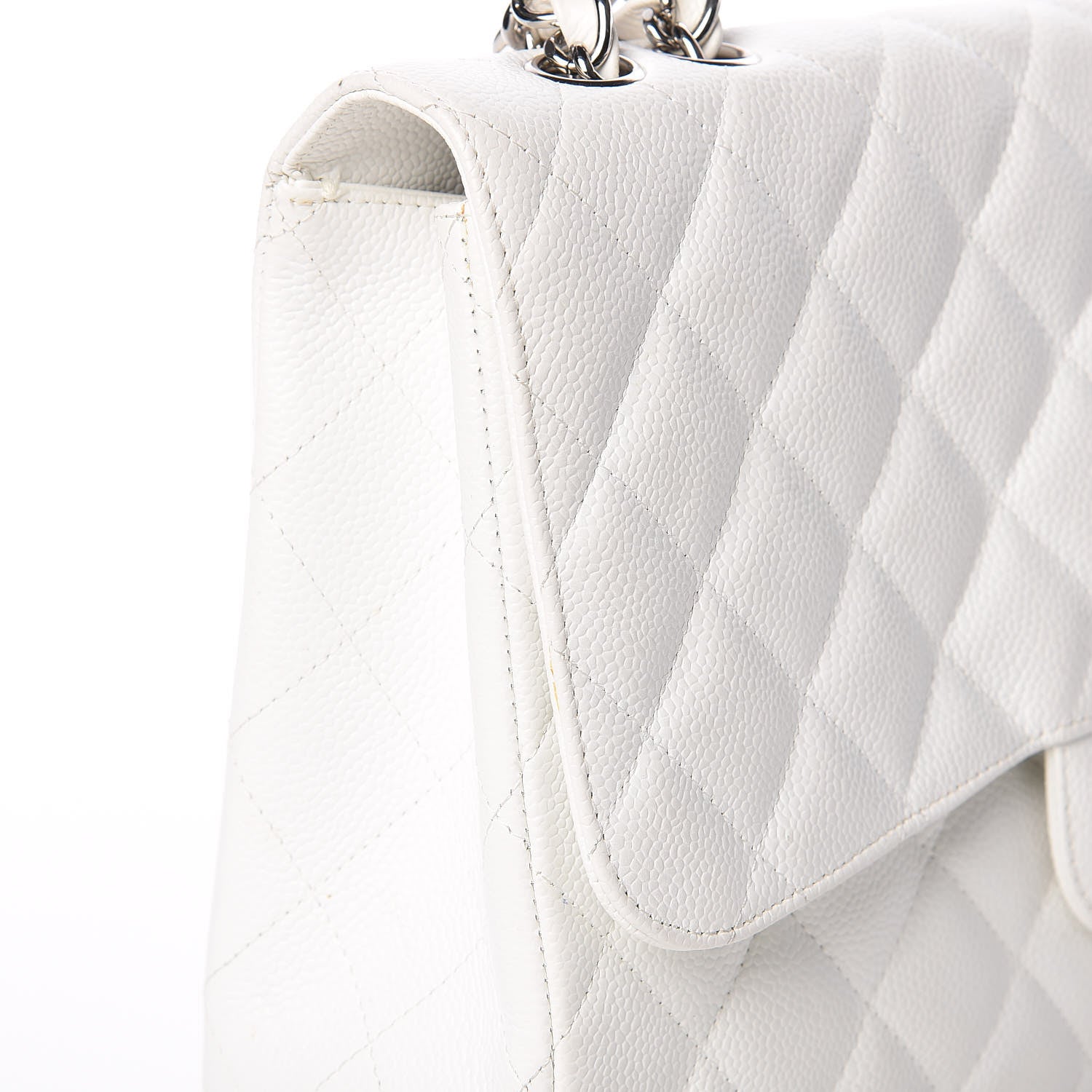 Chanel Caviar Quilted Jumbo Single Flap White 16 of 18