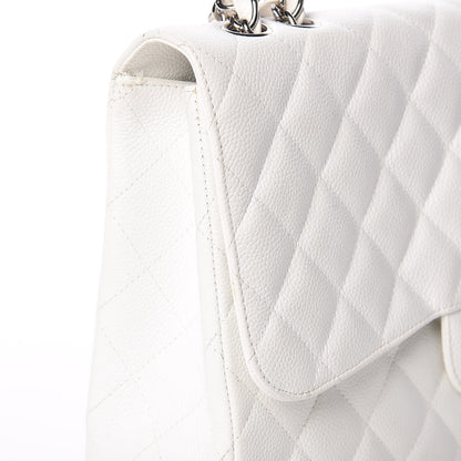 Chanel Caviar Quilted Jumbo Single Flap White 16 of 18