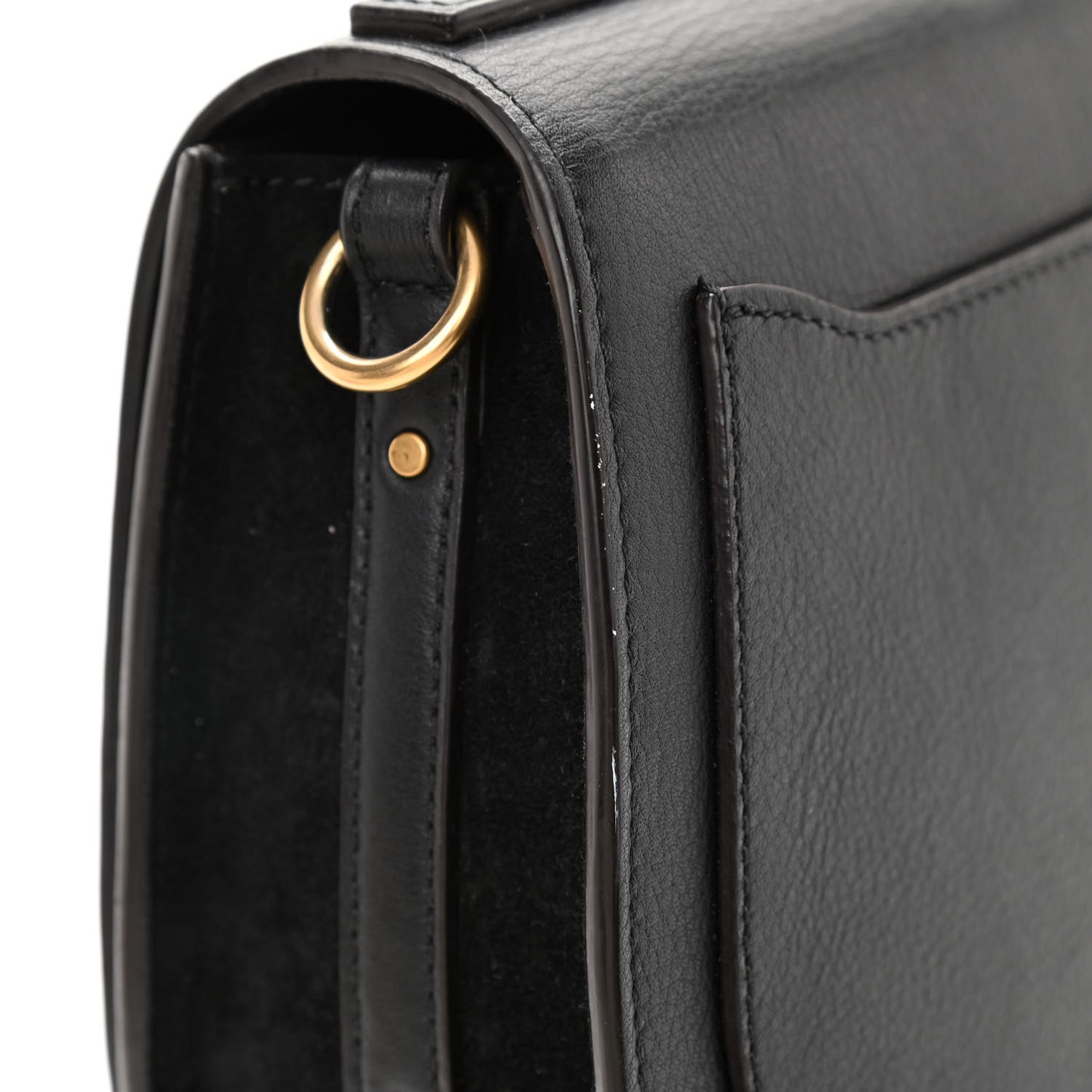 Calfskin Suede Medium Nile Bracelet Bag Black
