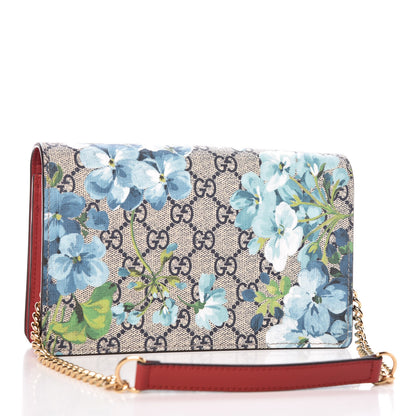 Gucci GG Supreme Monogram Blooms Chain Wallet Blue 3 of 8