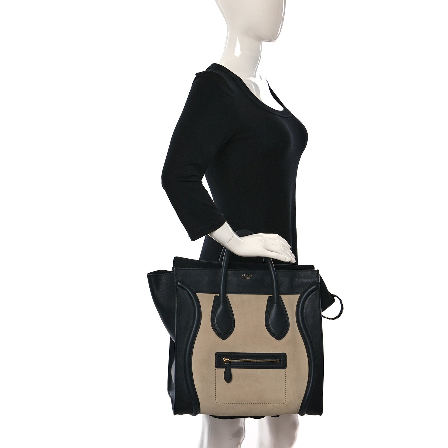 Celine Nubuck Smooth Calfskin Medium Luggage Black 2 of 8