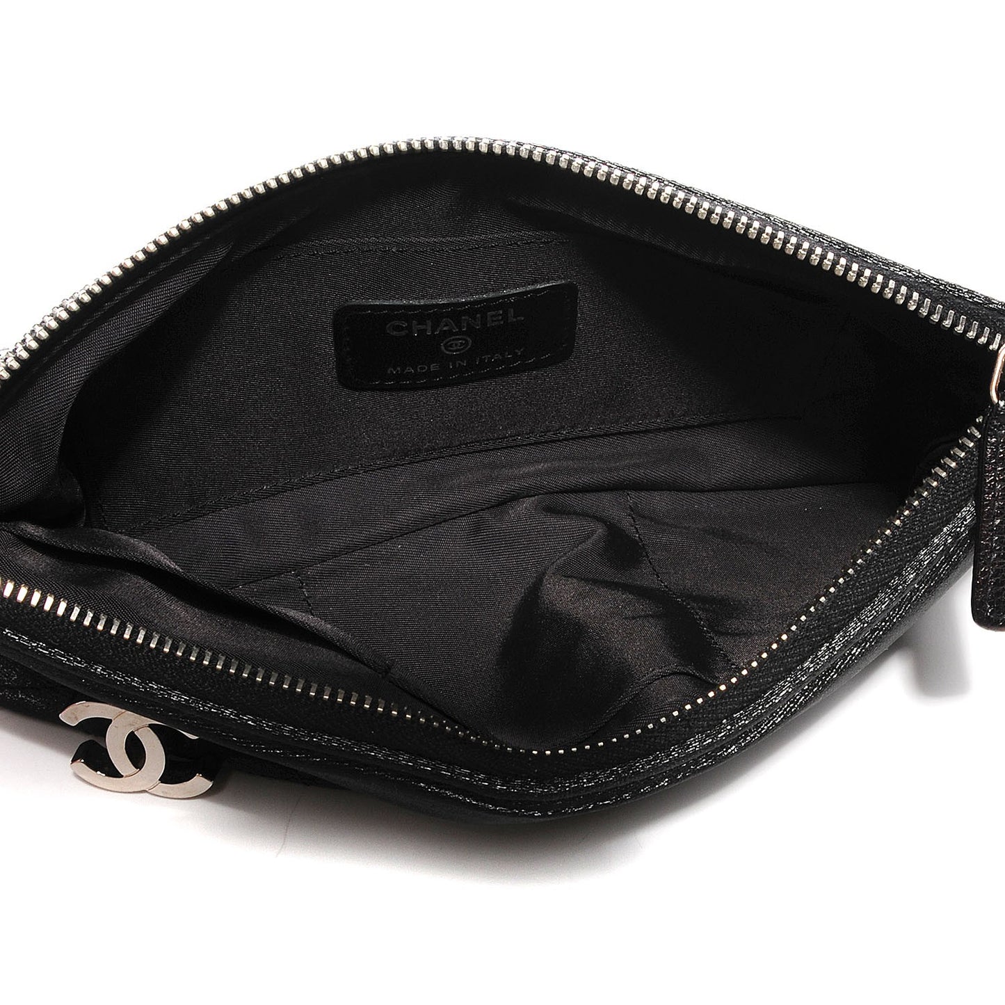 Quilted Coated Canvas Paris Biarritz Ligne Clutch Black