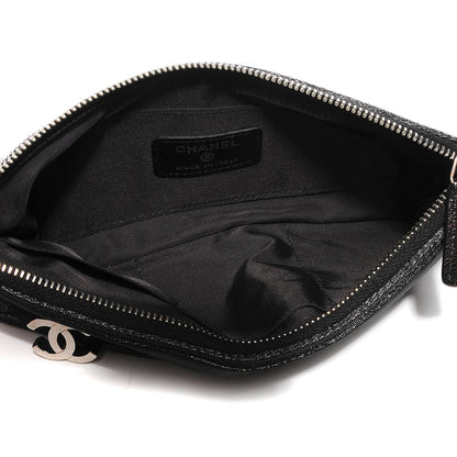 Chanel Quilted Coated Canvas Paris Biarritz Ligne Clutch Black 8 of 8