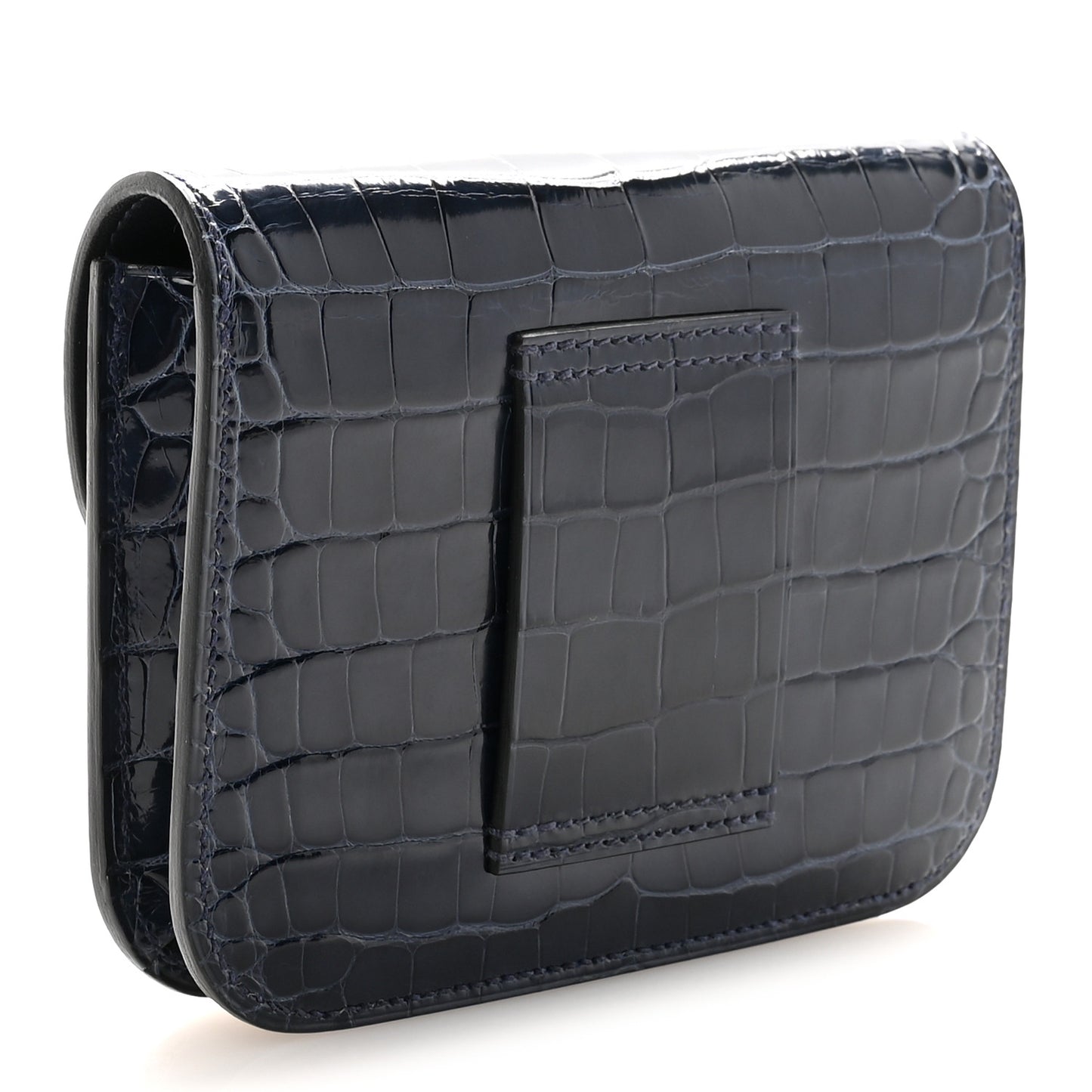 Shiny Alligator Constance Slim Wallet Bleu Abysse