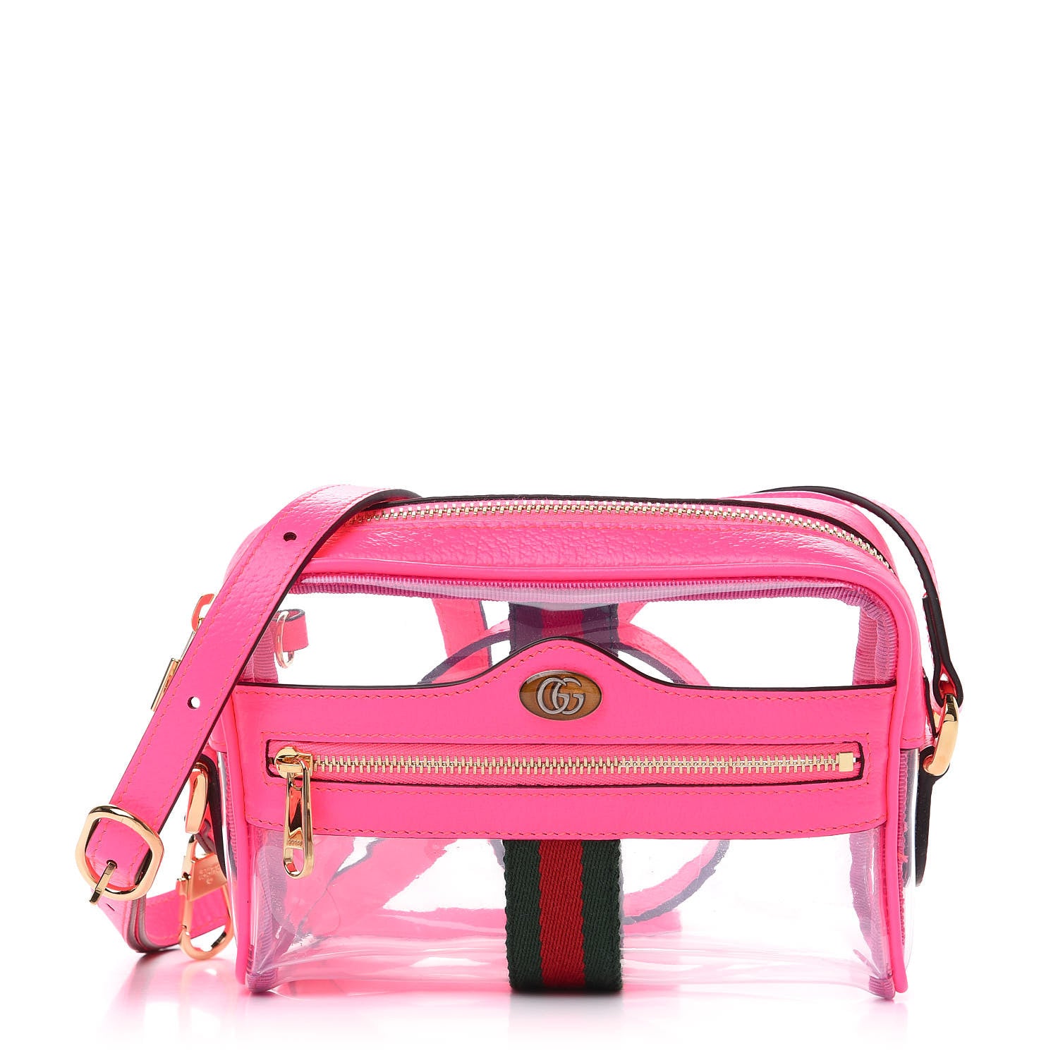 Gucci Vinyl Web Mini Ophidia Transparent Shoulder Bag Fluorescent Fuchsia 1 of 13