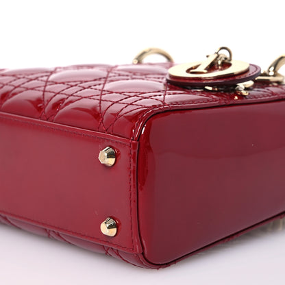 Christian Dior Patent Cannage Mini Lady Dior Red 10 of 12