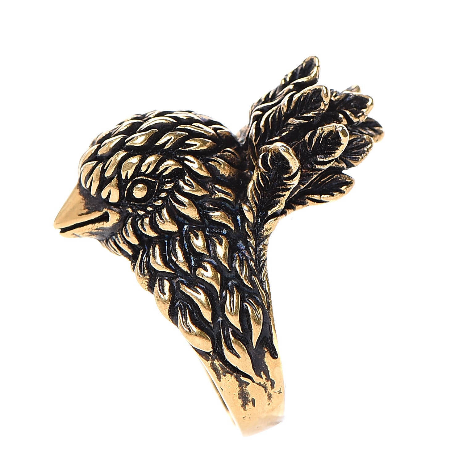 Gucci Metal Eagle Ring 7.5 Aged Gold 3 of 6