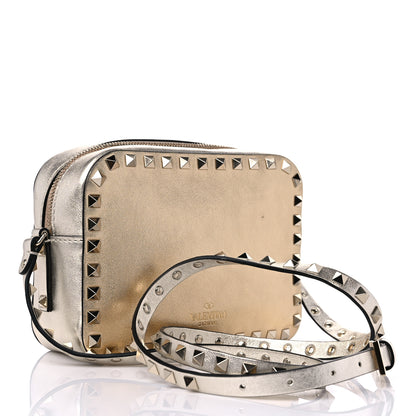 Valentino Garavani Metallic Calfskin Rockstud Camera Crossbody Bag Gold 2 of 7