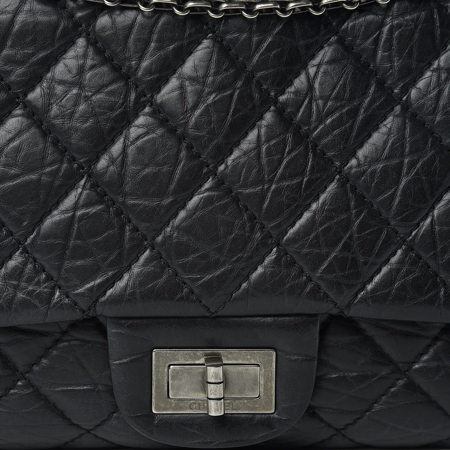 Aged Calfskin Quilted 2.55 Reissue 227 Flap Black